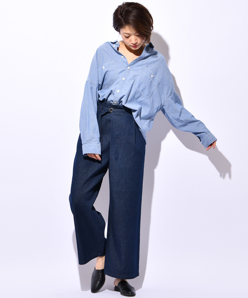 CIAOPANIC(チャオパニック)の「デニムタックワイドパンツ(デニムパンツ・レディース・ブルー/ダークブルー・FREE)」の19枚目の写真