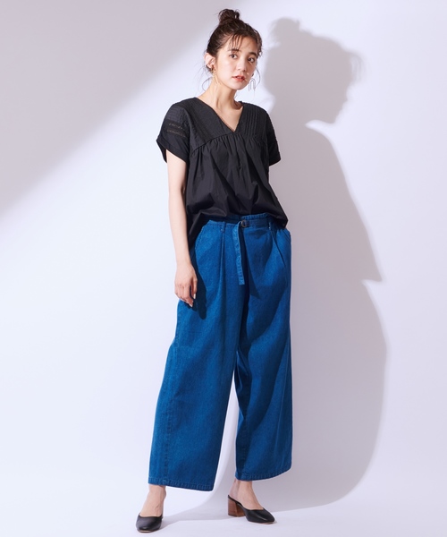 CIAOPANIC(チャオパニック)の「デニムタックワイドパンツ(デニムパンツ・レディース・ブルー/ダークブルー・FREE)」の22枚目の写真