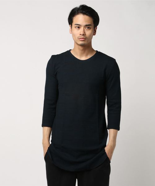 JOKER（ジョーカー）の「ワッフルロング丈7分袖Tシャツ（Tシャツ/カットソー・メンズ・ブラック/カーキ/オフホワイト/ベージュ/ピンク/ブルー系その他・L/M/XL）」の6枚目の写真