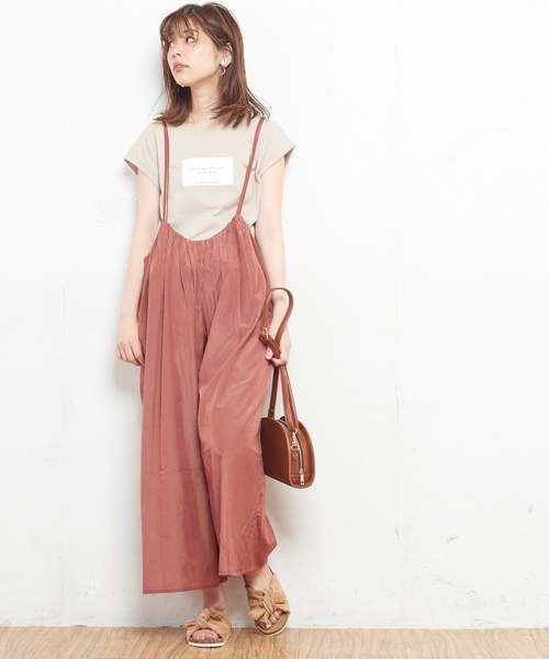 natural couture（ナチュラルクチュール）の「AWギャザー×後ろレースアップサロペ（ワンピース・レディース・ブラック/ベージュ/ドット/チェック/レンガ・FREE）」の12枚目の写真