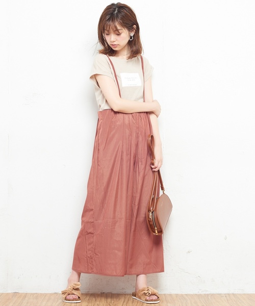 natural couture（ナチュラルクチュール）の「AWギャザー×後ろレースアップサロペ（ワンピース・レディース・ブラック/ベージュ/ドット/チェック/レンガ・FREE）」の13枚目の写真