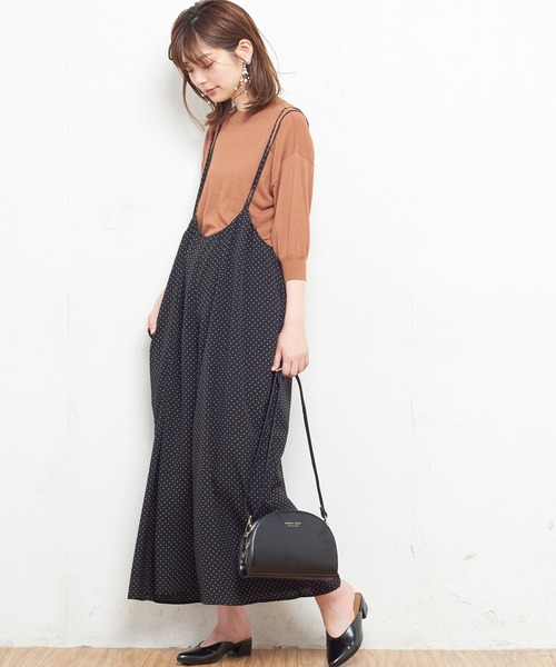 natural couture（ナチュラルクチュール）の「AWギャザー×後ろレースアップサロペ（ワンピース・レディース・ブラック/ベージュ/ドット/チェック/レンガ・FREE）」の17枚目の写真