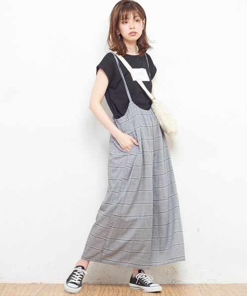 natural couture（ナチュラルクチュール）の「AWギャザー×後ろレースアップサロペ（ワンピース・レディース・ブラック/ベージュ/ドット/チェック/レンガ・FREE）」の19枚目の写真