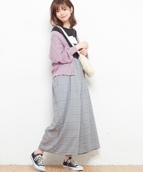 natural couture（ナチュラルクチュール）の「AWギャザー×後ろレースアップサロペ（ワンピース・レディース・ブラック/ベージュ/ドット/チェック/レンガ・FREE）」の21枚目の写真