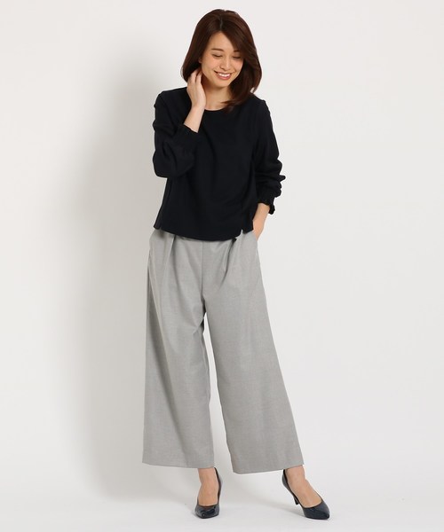 Sunauna(スーナウーナ)の「シャーリング袖ウール混ブラウス(シャツ/ブラウス・レディース・チャコールグレー/ネイビー・40/38/34)」の8枚目の写真
