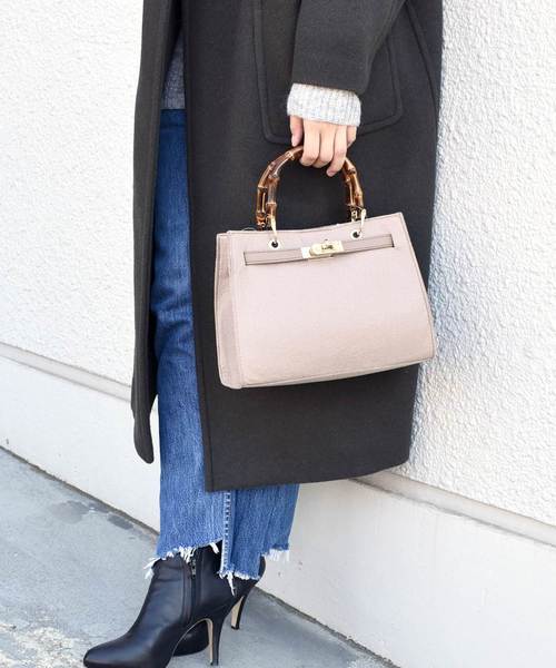 Khaju（カージュ）の「【WEB限定】Khaju:バンブーストラップトート◇（ハンドバッグ・レディース・ブラック/ブラウン/ベージュ/ワイン・ONE SIZE）」の5枚目の写真