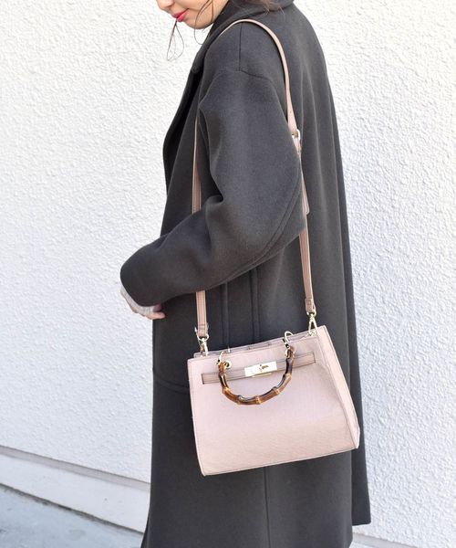 Khaju（カージュ）の「【WEB限定】Khaju:バンブーストラップトート◇（ハンドバッグ・レディース・ブラック/ブラウン/ベージュ/ワイン・ONE SIZE）」の8枚目の写真