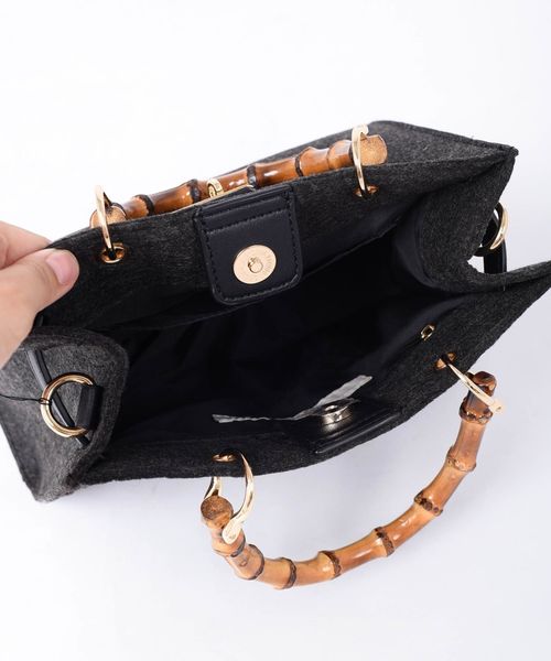 Khaju（カージュ）の「【WEB限定】Khaju:バンブーストラップトート◇（ハンドバッグ・レディース・ブラック/ブラウン/ベージュ/ワイン・ONE SIZE）」の18枚目の写真