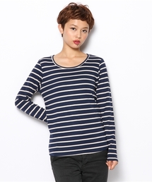 UネックボーダーロンTee