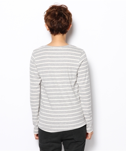 laule'a sunny side store（ラウレアサニーサイドストア）の「UネックボーダーロンTee（Tシャツ/カットソー・レディース・グレー/ネイビー/杢グレー/ブルー・FREE）」の7枚目の写真