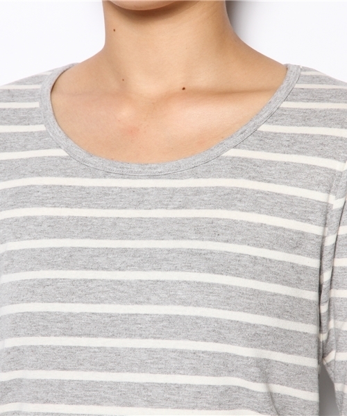 laule'a sunny side store（ラウレアサニーサイドストア）の「UネックボーダーロンTee（Tシャツ/カットソー・レディース・グレー/ネイビー/杢グレー/ブルー・FREE）」の8枚目の写真