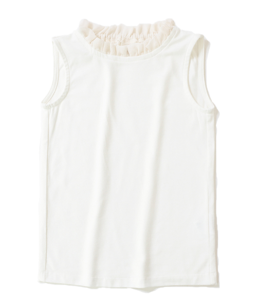 D&G COLUMBIA フリルタンクトップ ホワイト オフショルダー Basic Collection】フリルタンクトップ / Frill Tank Top |