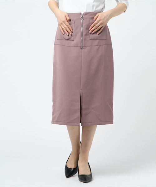 archives(アルシーヴ)の「フロントZIPタイトスカート(スカート・レディース・ブラック/パープル/グレー/グリーン/ベージュ/ピンク系その他・MEDIUM)」の1枚目の写真