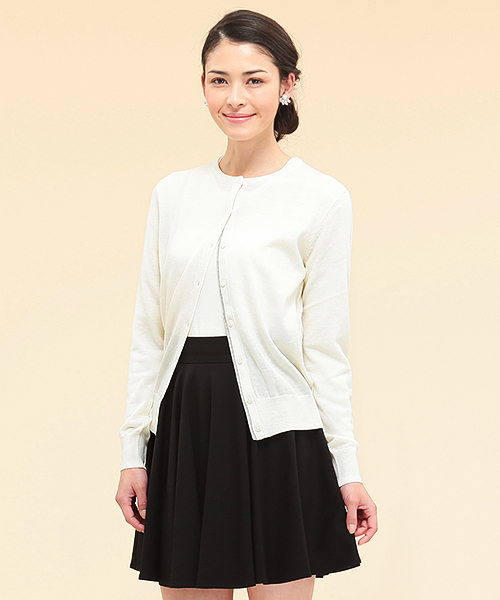 BEAMS LIGHTS Women's(ビームスライツ ウィメンズ)の「□BEAMS LIGHTS / ウォッシャブルウール カーディガン(カーディガン/ボレロ・レディース・オフホワイト/ライトグレー/サックスブルー・ONE SIZE)」の1枚目の写真