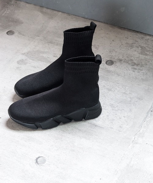SESTO（セスト）の「厚底スニーカーソックスブーツ（ブーツ・レディース・ブラック/ブラック系その他/ベージュ・38/39/35/36/37）」の3枚目の写真