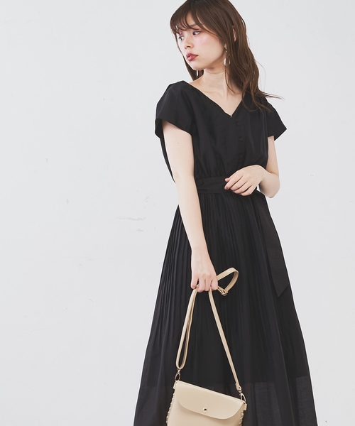 natural couture（ナチュラルクチュール）の「カシュクール2WAYプリーツワンピース（ワンピース・レディース・ブラック/ベージュ/ブラック系その他/ブラウン系その他/ピンク/ストライプ・FREE）」の8枚目の写真