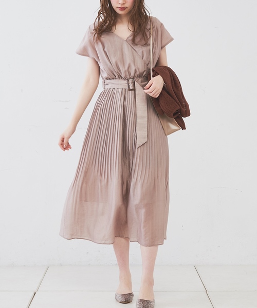 natural couture（ナチュラルクチュール）の「カシュクール2WAYプリーツワンピース（ワンピース・レディース・ブラック/ベージュ/ブラック系その他/ブラウン系その他/ピンク/ストライプ・FREE）」の20枚目の写真