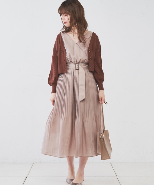 natural couture（ナチュラルクチュール）の「カシュクール2WAYプリーツワンピース（ワンピース・レディース・ブラック/ベージュ/ブラック系その他/ブラウン系その他/ピンク/ストライプ・FREE）」の22枚目の写真