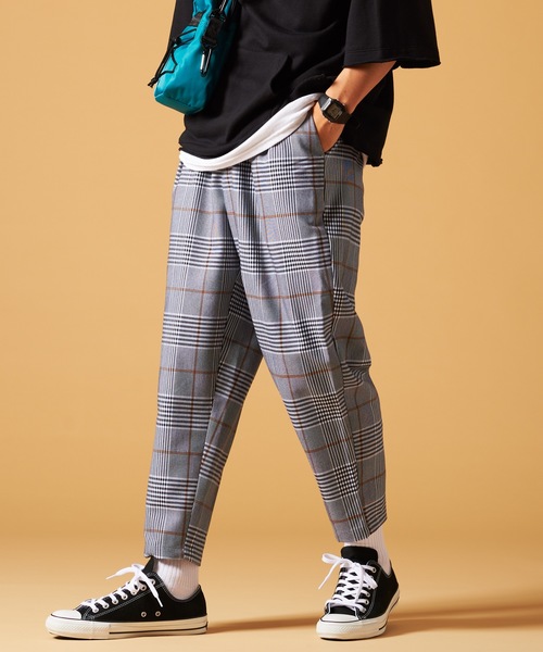 WEGO（ウィゴー）の「WEGO/チェックペグトップアンクルスラックス（スラックス・メンズ・ブラウン系その他2/グレー系その他2/ベージュ系その他2/ブルー系その他2・MEDIUM/LARGE/SMALL）」の2枚目の写真