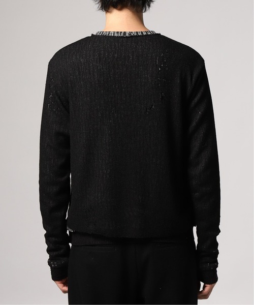 UNFOLLOW(アンフォロー)の「DYING BREED Double_layered_knit#(ニット/セーター・メンズ・チャコールグレー/グリーン・1)」の4枚目の写真