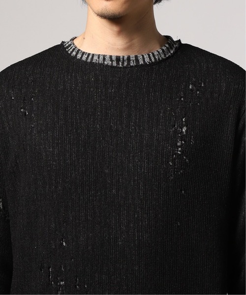 UNFOLLOW(アンフォロー)の「DYING BREED Double_layered_knit#(ニット/セーター・メンズ・チャコールグレー/グリーン・1)」の5枚目の写真