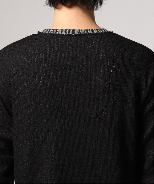 UNFOLLOW(アンフォロー)の「DYING BREED Double_layered_knit#(ニット/セーター・メンズ・チャコールグレー/グリーン・1)」の6枚目の写真