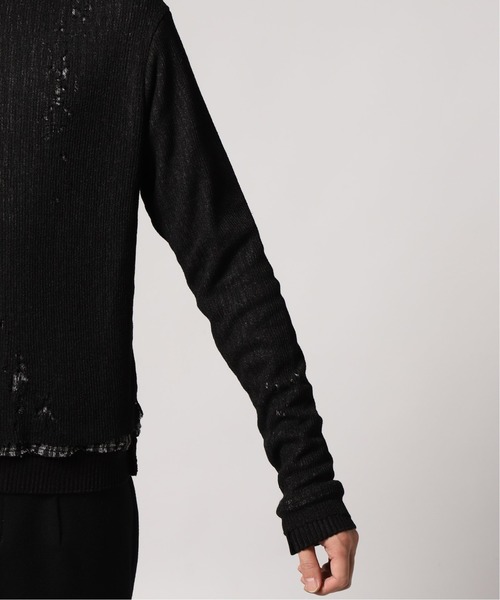 UNFOLLOW(アンフォロー)の「DYING BREED Double_layered_knit#(ニット/セーター・メンズ・チャコールグレー/グリーン・1)」の7枚目の写真