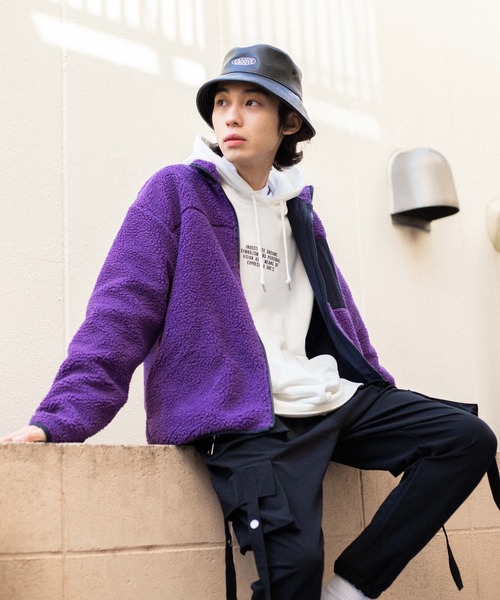 WEGO（ウィゴー）の「WEGO/ボアフリーススタンドブルゾン（ブルゾン・メンズ・オフホワイト/ブラック/パープル/ホワイト・MEDIUM/LARGE/SMALL）」の17枚目の写真