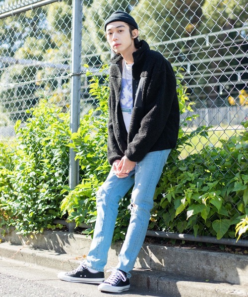 WEGO（ウィゴー）の「WEGO/ボアフリーススタンドブルゾン（ブルゾン・メンズ・オフホワイト/ブラック/パープル/ホワイト・MEDIUM/LARGE/SMALL）」の15枚目の写真