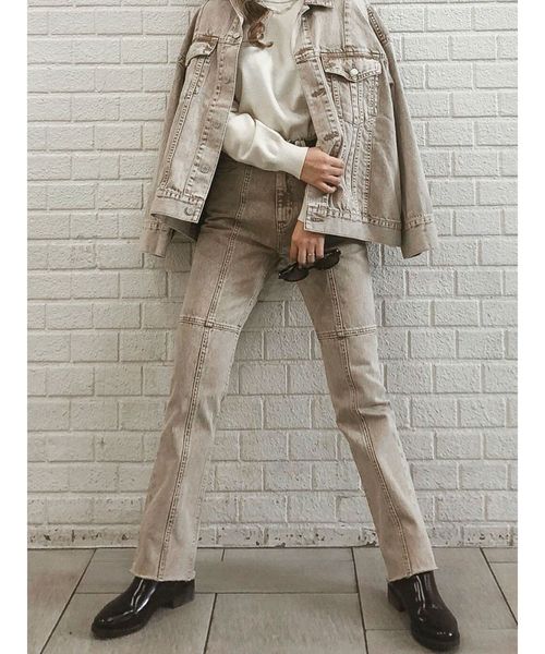 EVRIS（エヴリス）の「ケミカルウォッシュストレートデニムパンツ（デニムパンツ・レディース・ライトブルー/ベージュ・MEDIUM/SMALL）」の19枚目の写真