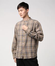 CORISCO 綿麻 パナマ バンドカラー シャツ (M1)