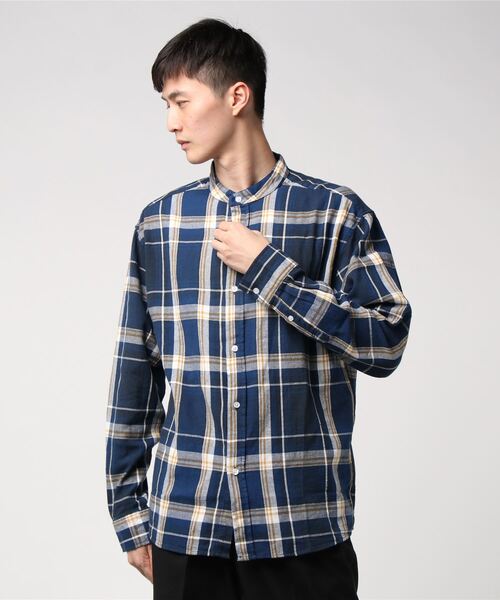CORISCO（コリスコ）の「CORISCO 綿麻 パナマ バンドカラー シャツ (M1)（シャツ/ブラウス・メンズ・ホワイト/ベージュ/グリーン/ブラック系その他/ベージュ系その他/ブルー系その他/ブルー系その他2/ネイビー・MEDIUM/LARGE）」の7枚目の写真