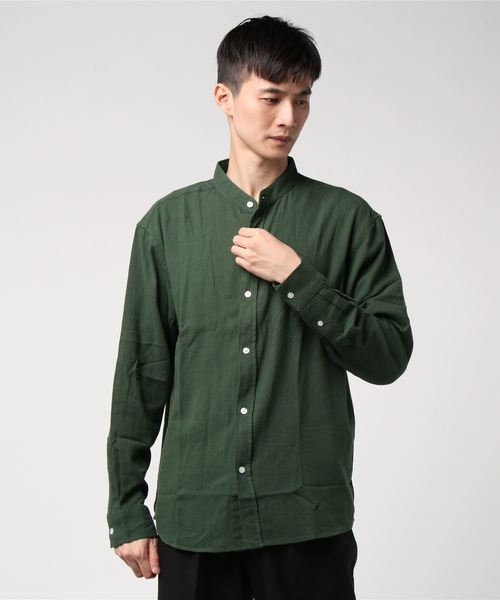 CORISCO（コリスコ）の「CORISCO 綿麻 パナマ バンドカラー シャツ (M1)（シャツ/ブラウス・メンズ・ホワイト/ベージュ/グリーン/ブラック系その他/ベージュ系その他/ブルー系その他/ブルー系その他2/ネイビー・MEDIUM/LARGE）」の5枚目の写真