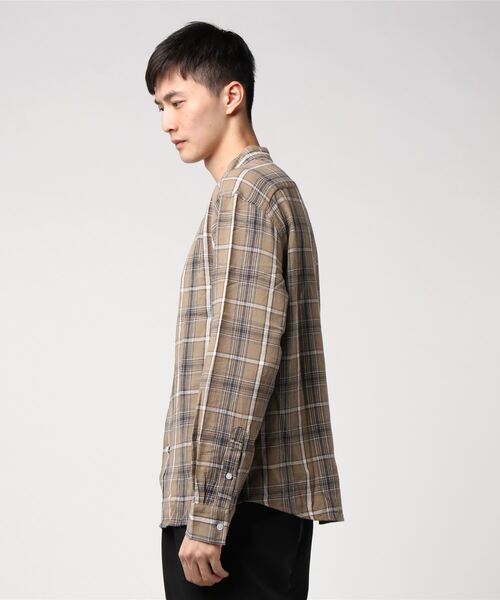 CORISCO（コリスコ）の「CORISCO 綿麻 パナマ バンドカラー シャツ (M1)（シャツ/ブラウス・メンズ・ホワイト/ベージュ/グリーン/ブラック系その他/ベージュ系その他/ブルー系その他/ブルー系その他2/ネイビー・MEDIUM/LARGE）」の9枚目の写真