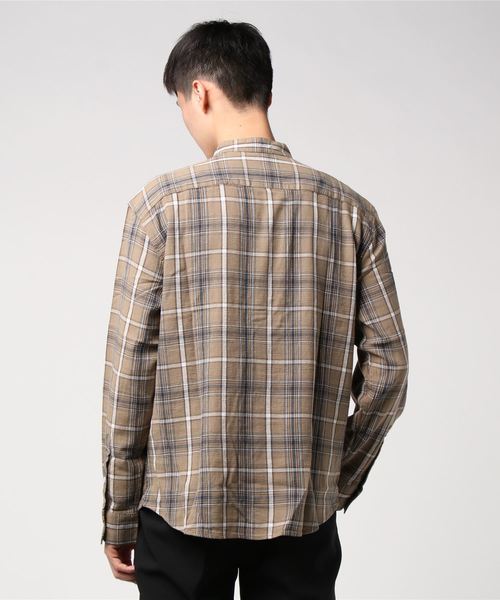 CORISCO（コリスコ）の「CORISCO 綿麻 パナマ バンドカラー シャツ (M1)（シャツ/ブラウス・メンズ・ホワイト/ベージュ/グリーン/ブラック系その他/ベージュ系その他/ブルー系その他/ブルー系その他2/ネイビー・MEDIUM/LARGE）」の10枚目の写真