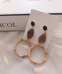 ap retro | バンブーリング×マーブルストーンピアス【ZOZO限定アイテム】(ピアス(両耳用))