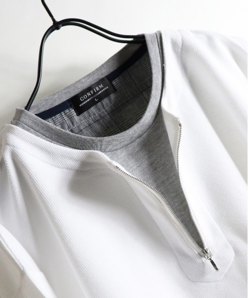Confirm（コンファーム）の「Confirm / コンファーム カノコハーフジップフェイクロンT（Tシャツ/カットソー・メンズ・ホワイト/ブラック/グレー/カーキ・M/L）」の7枚目の写真