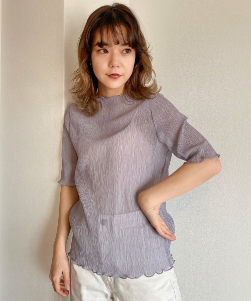 LOWRYS FARM(ローリーズファーム)の「シアープリーツプルオーバー5S 886381(Tシャツ/カットソー・レディース・ベージュ/ブラック/アイボリー/グレー/ブラウン・FREE)」の3枚目の写真