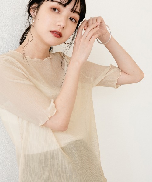 LOWRYS FARM(ローリーズファーム)の「シアープリーツプルオーバー5S 886381(Tシャツ/カットソー・レディース・ベージュ/ブラック/アイボリー/グレー/ブラウン・FREE)」の13枚目の写真