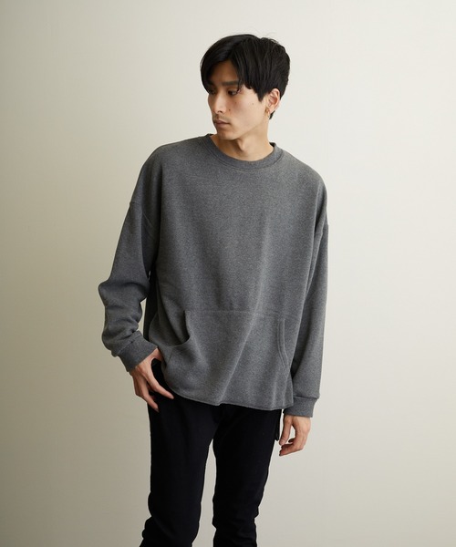 VIBGYOR（ヴィブジョー）の「VIBGYOR Select/ パイル裏起毛BIGスリットクルーネック (BL)（スウェット・メンズ・ライトグレー/ブラック/ベージュ/その他1/その他2/杢グレー/チャコール・LARGE/MEDIUM）」の9枚目の写真