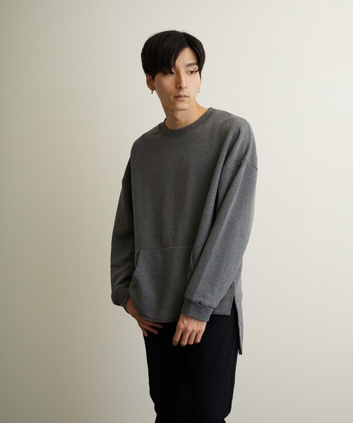 VIBGYOR（ヴィブジョー）の「VIBGYOR Select/ パイル裏起毛BIGスリットクルーネック (BL)（スウェット・メンズ・ライトグレー/ブラック/ベージュ/その他1/その他2/杢グレー/チャコール・LARGE/MEDIUM）」の16枚目の写真