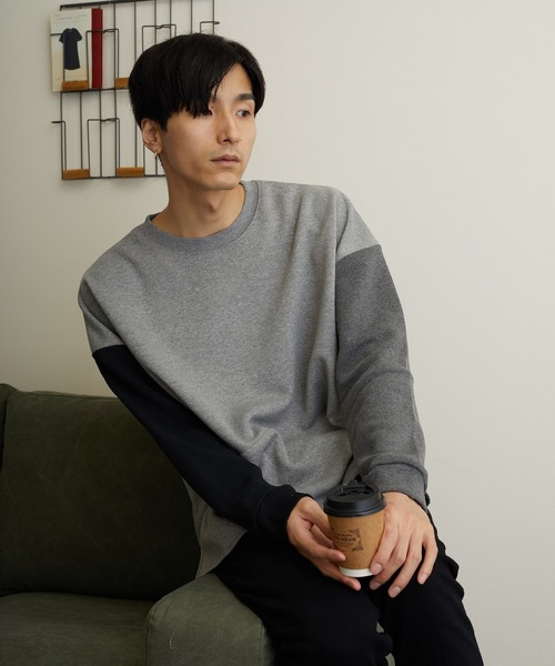VIBGYOR（ヴィブジョー）の「VIBGYOR Select/ パイル裏起毛BIGスリットクルーネック (BL)（スウェット・メンズ・ライトグレー/ブラック/ベージュ/その他1/その他2/杢グレー/チャコール・LARGE/MEDIUM）」の13枚目の写真