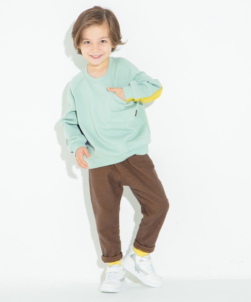 BRANSHES（ブランシェス）の「袖口切替え裏起毛トレーナー（スウェット・キッズ・ライトグリーン/アイボリー・90cm/110cm/100cm/120cm/130cm/140cm/150cm）」の4枚目の写真