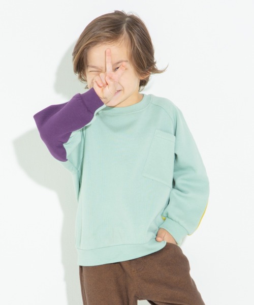 BRANSHES（ブランシェス）の「袖口切替え裏起毛トレーナー（スウェット・キッズ・ライトグリーン/アイボリー・90cm/110cm/100cm/120cm/130cm/140cm/150cm）」の11枚目の写真