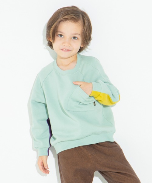 BRANSHES（ブランシェス）の「袖口切替え裏起毛トレーナー（スウェット・キッズ・ライトグリーン/アイボリー・90cm/110cm/100cm/120cm/130cm/140cm/150cm）」の14枚目の写真