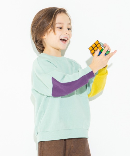 BRANSHES（ブランシェス）の「袖口切替え裏起毛トレーナー（スウェット・キッズ・ライトグリーン/アイボリー・90cm/110cm/100cm/120cm/130cm/140cm/150cm）」の17枚目の写真