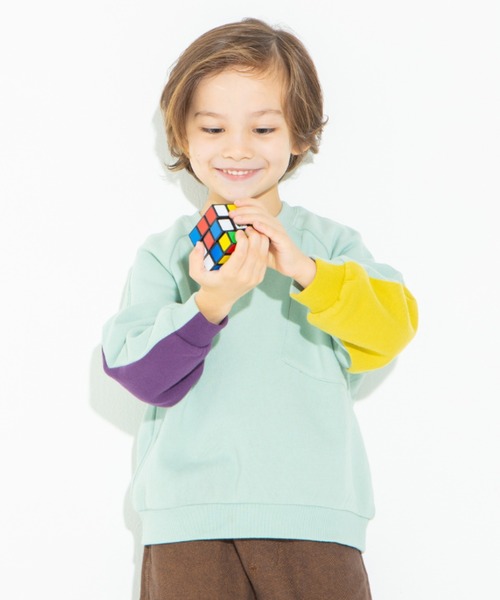 BRANSHES（ブランシェス）の「袖口切替え裏起毛トレーナー（スウェット・キッズ・ライトグリーン/アイボリー・90cm/110cm/100cm/120cm/130cm/140cm/150cm）」の10枚目の写真