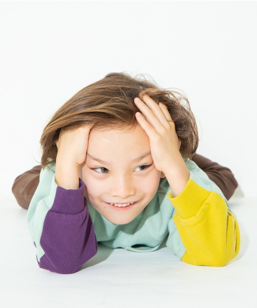 BRANSHES（ブランシェス）の「袖口切替え裏起毛トレーナー（スウェット・キッズ・ライトグリーン/アイボリー・90cm/110cm/100cm/120cm/130cm/140cm/150cm）」の7枚目の写真