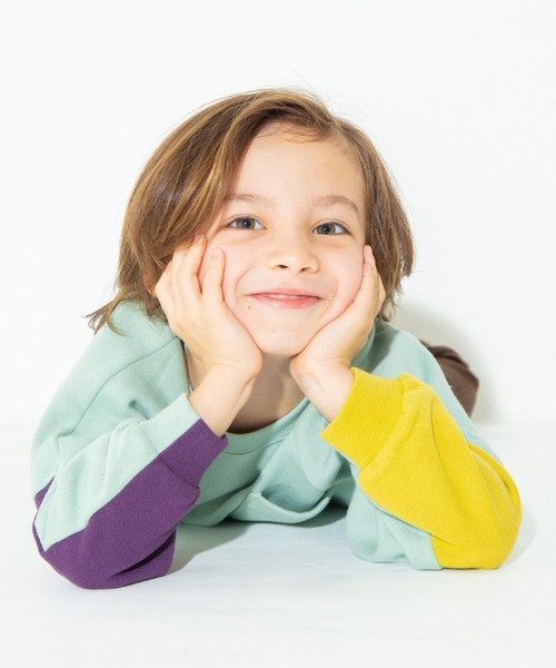 BRANSHES（ブランシェス）の「袖口切替え裏起毛トレーナー（スウェット・キッズ・ライトグリーン/アイボリー・90cm/110cm/100cm/120cm/130cm/140cm/150cm）」の8枚目の写真