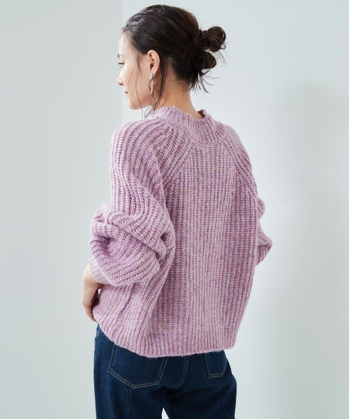 cepo（セポ）の「ボリューム袖リブアミモックネックセーター（ニット/セーター・レディース・パープル/オフホワイト/サックスブルー/ピンク・M）」の3枚目の写真
